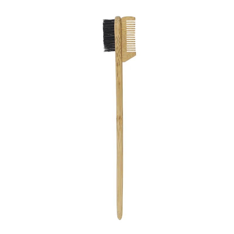 Инструмент для макияжа с фирменной маркой, кисть для бровей с бамбуковой ручкой, Экологически чистая Двусторонняя кисть для бровей, Кисти OEM