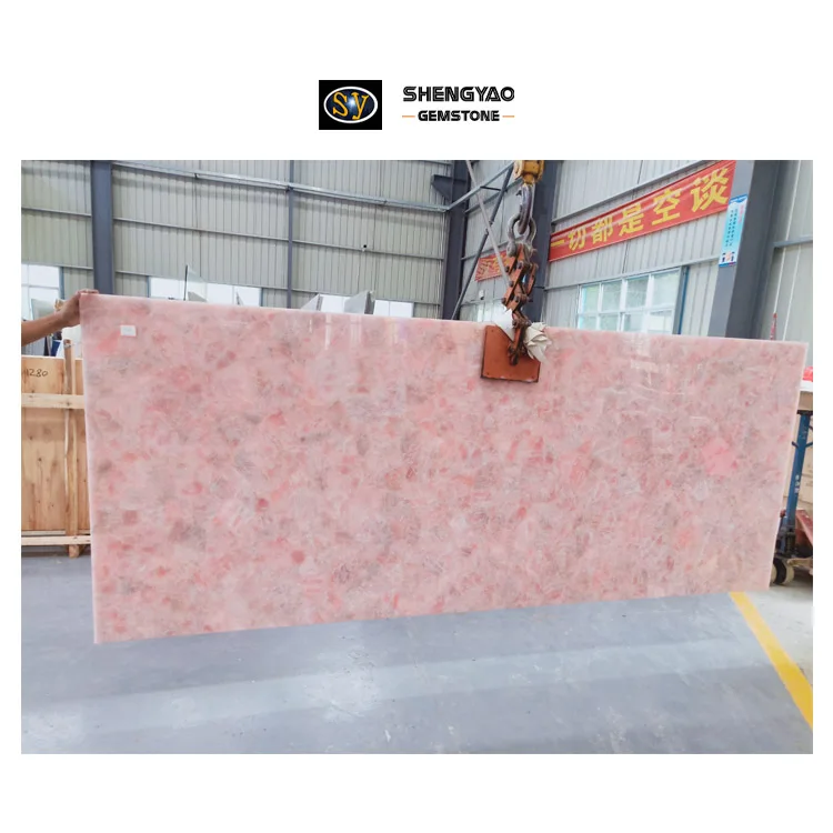 Natural Gemstone Pink Quartz Solid Marble For Bathtub Wash Basin