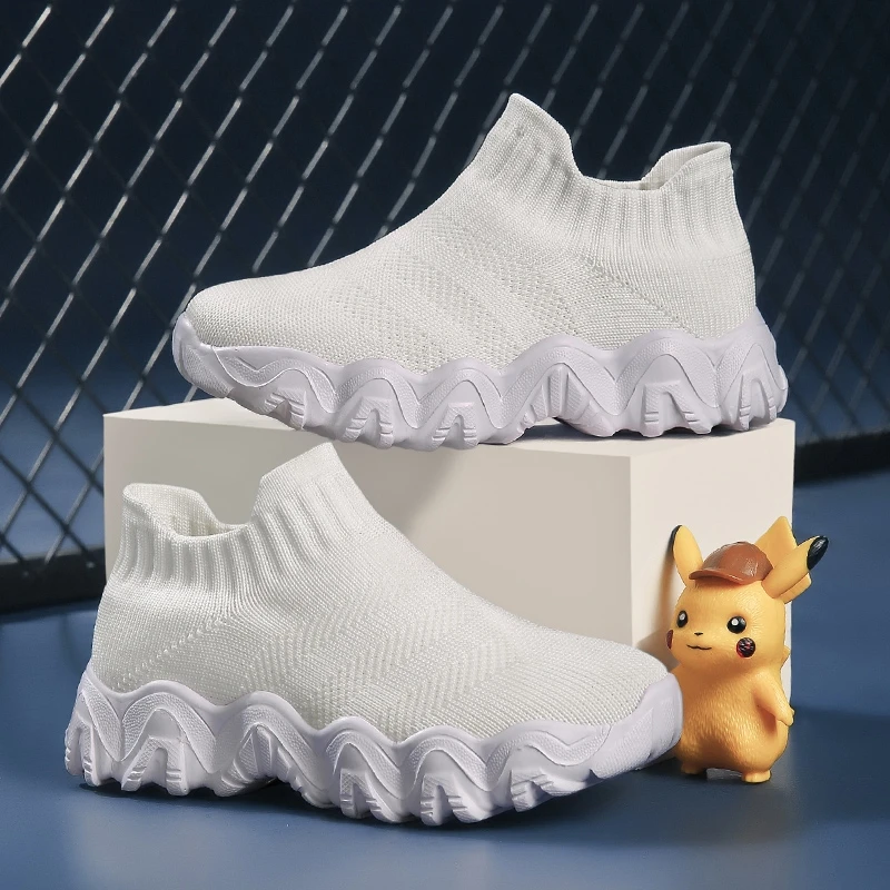 Fashion kids socks shoes children knitted breathable anti-slip sport shoes for boy and girl