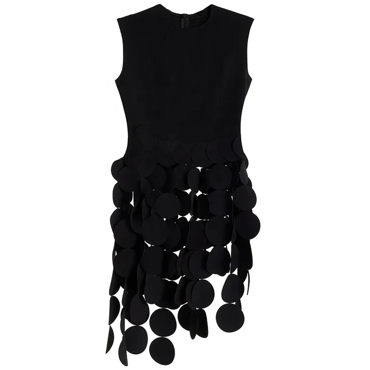 Manufacturer 2023 Summer Custom OEM Custom Sleeveless Back Zipper custom Tassel Office Lady Fashion Top Dress