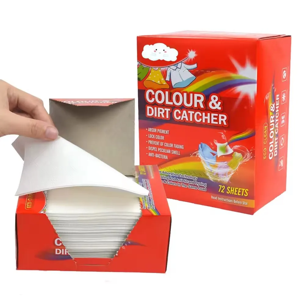 Color Run Remover Sheets Under Private Label High Absorbing Color Dyes For Colorful Clothes Washing