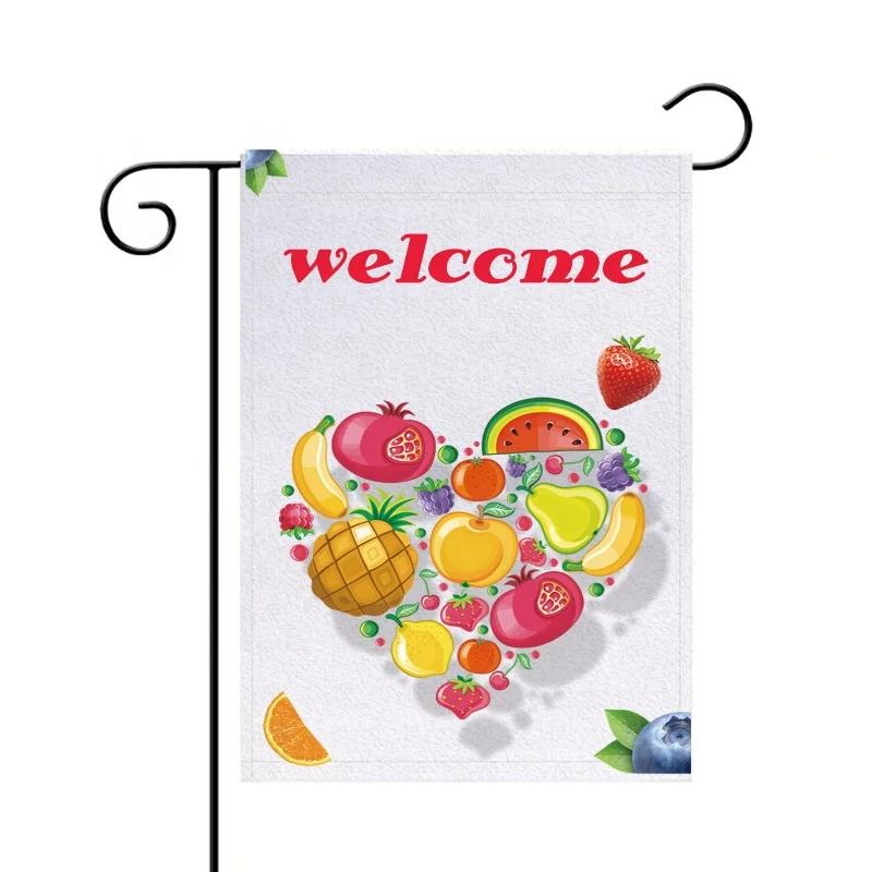 High Quality Fruit Pattern Welcome to Outdoor Decoration Flag Double-sided Garden Flag