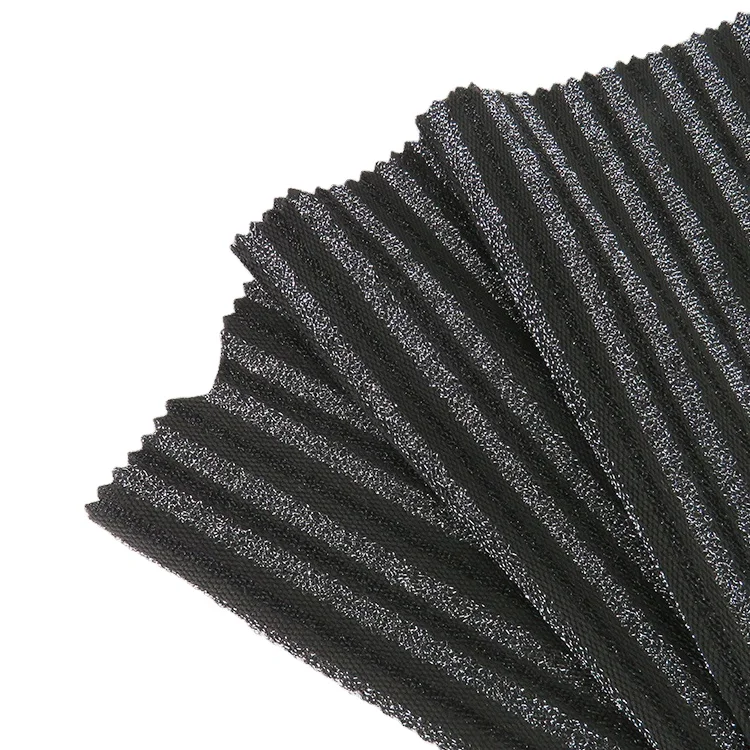 2021 New Fancy Designed 65%P 30%M 5%SP Stripe Lurex Shiny Jacquard Fabric Metallic for Dress