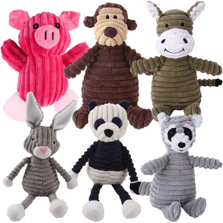 Animals Shape Bite Resistant Dogs Chew Squeaky Toy Pet Dog Plush Toys For Small Large Dogs