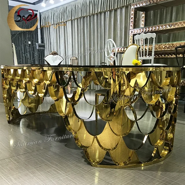 Glass top fish scale table legs gold dinner dining table set 6 chairs