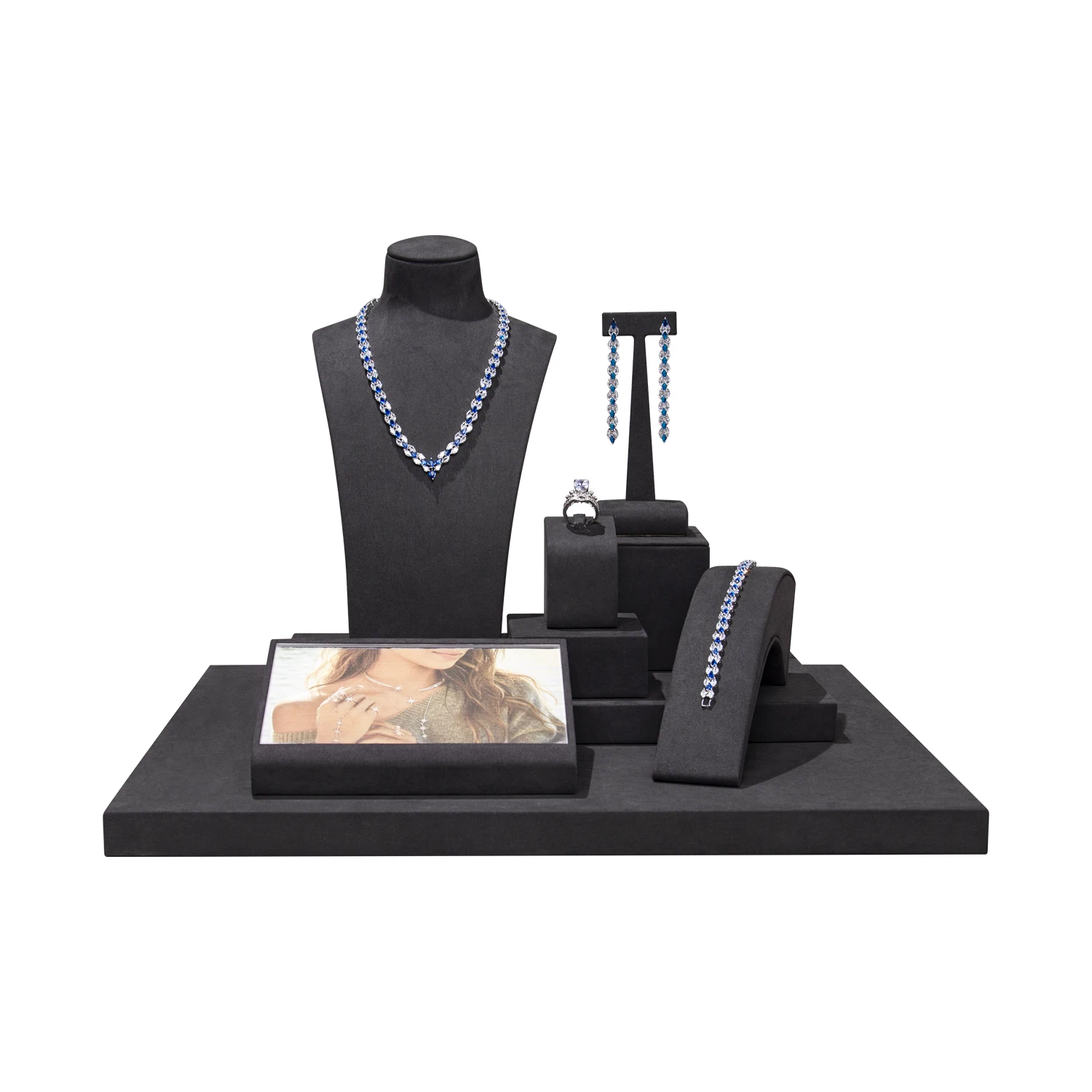 Wholesale Microfiber Jewellery Display Holder Stand DIY Custom Ring Bracelet Necklace Earring Holder Stand Jewelry Display