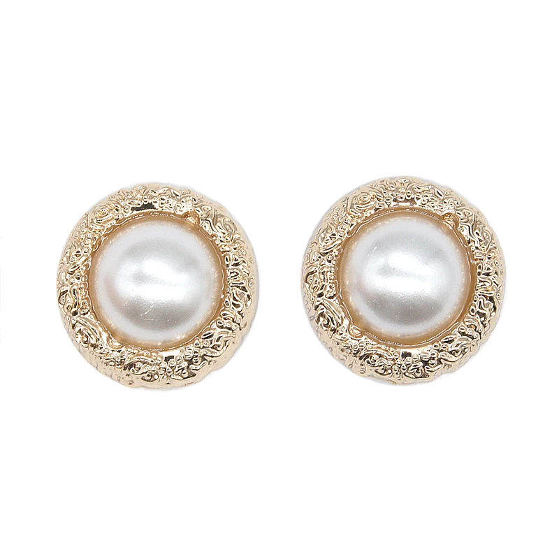 Large Pearl Button Rhinestone Metal Shank Button