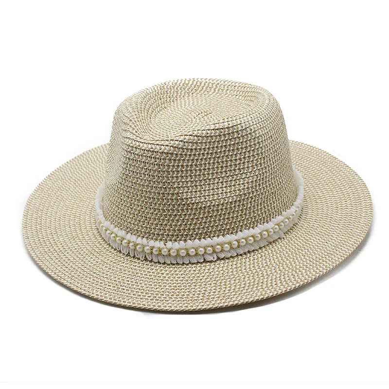 Wholesale Custom High Quality Spring Summer Fashion Women Casual Fedora Straw Hats Hot Selling Cheap Beach Travel Straw Caps