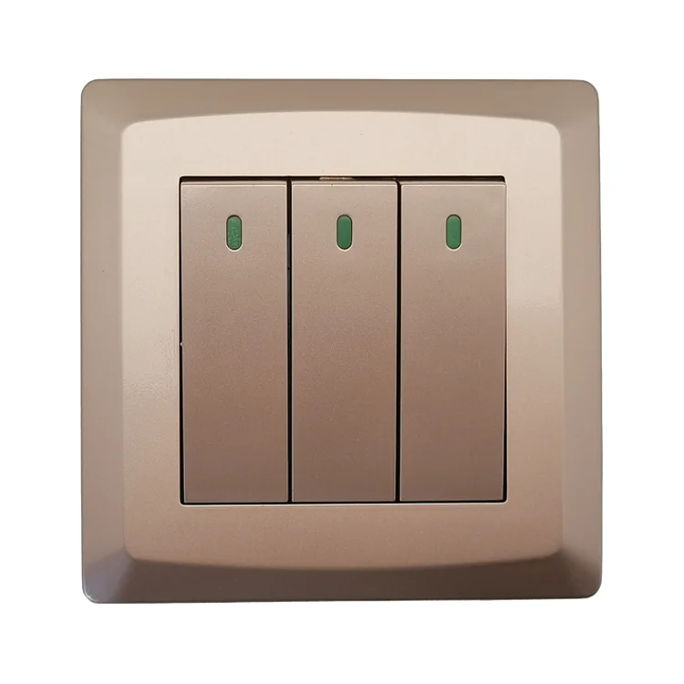 2024 New Style electrical UK Standard 3 Gang 1/2 Way Plate Switch Acrylic Golden Cormner RadianColor Electric