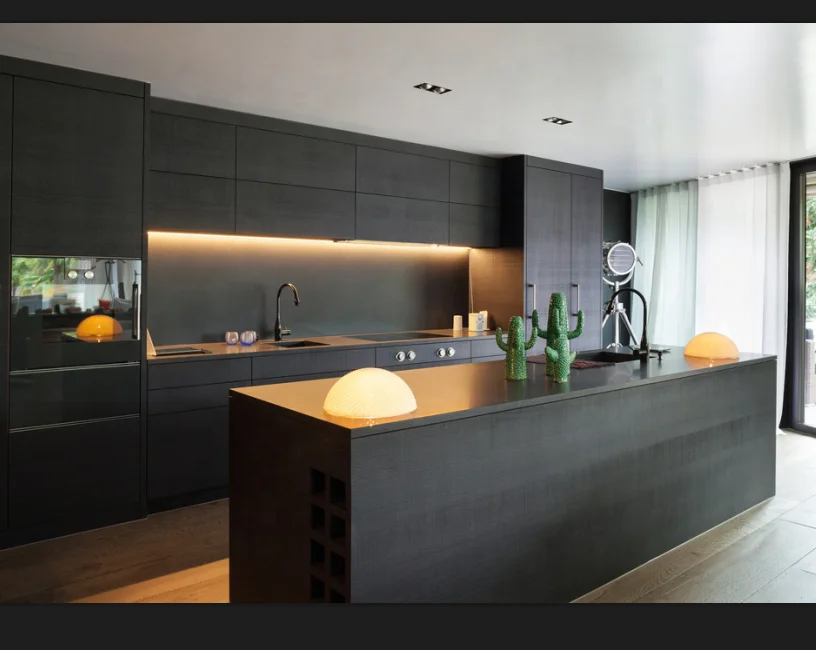 2022 New Customized wholesale Simple design black shaker lacquer modern kitchen cabinet