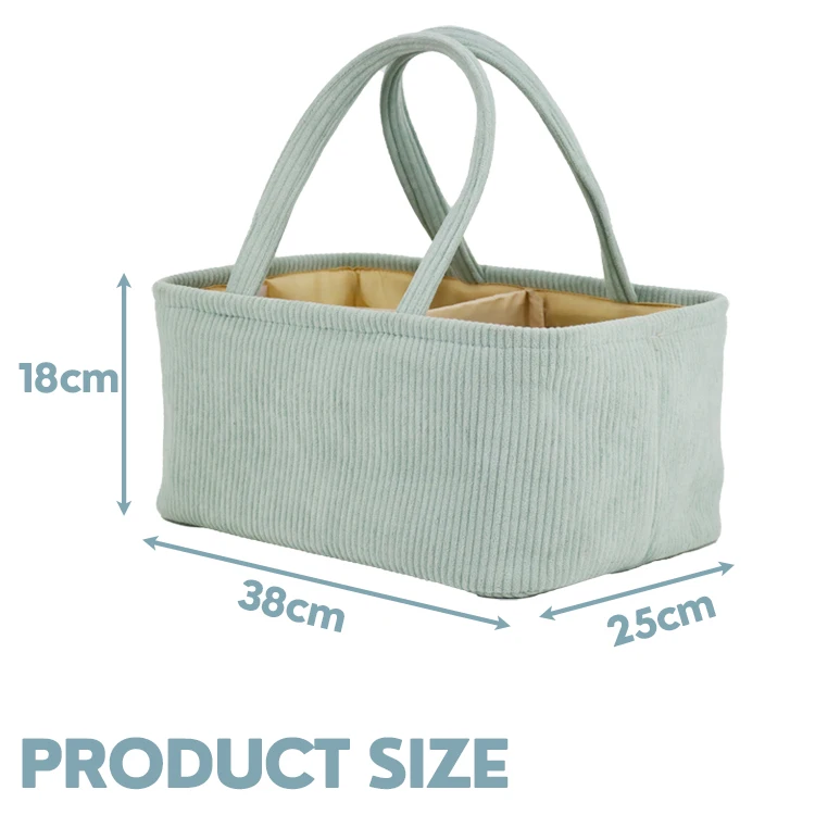 Baby Diaper Caddy Basket Stylish Corduroy Storage Organizer for Diapers Baby Gift Registry Shower List for Newborn