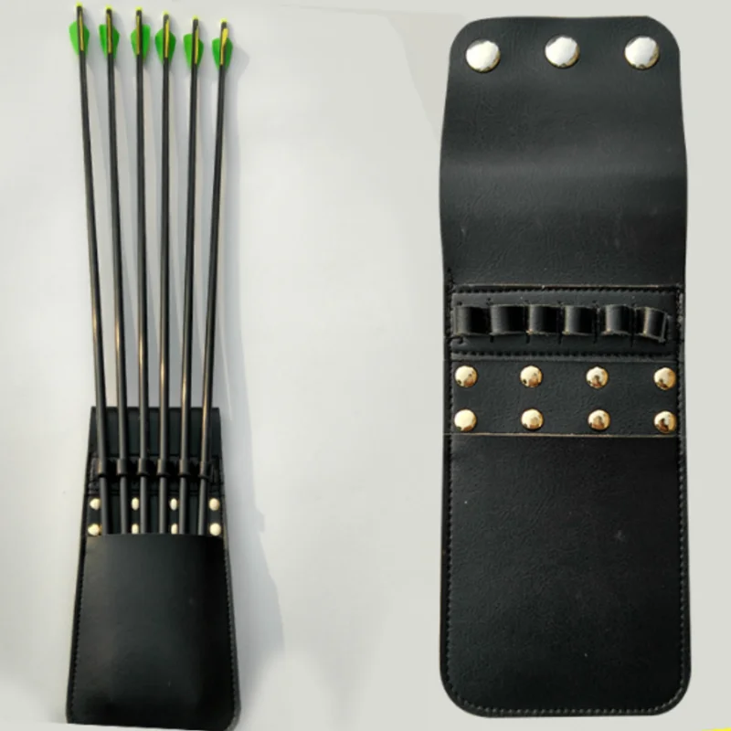 Wear-resistant Archery Storage Pocket Outdoor Hunting PU Leather Arrow Holder Durable Archery Quiver