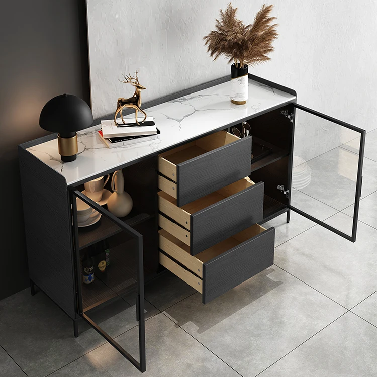 Rock Board Multi Function Storage Dining Room Buffet Luxury Art Deco Sideboard Cabinet