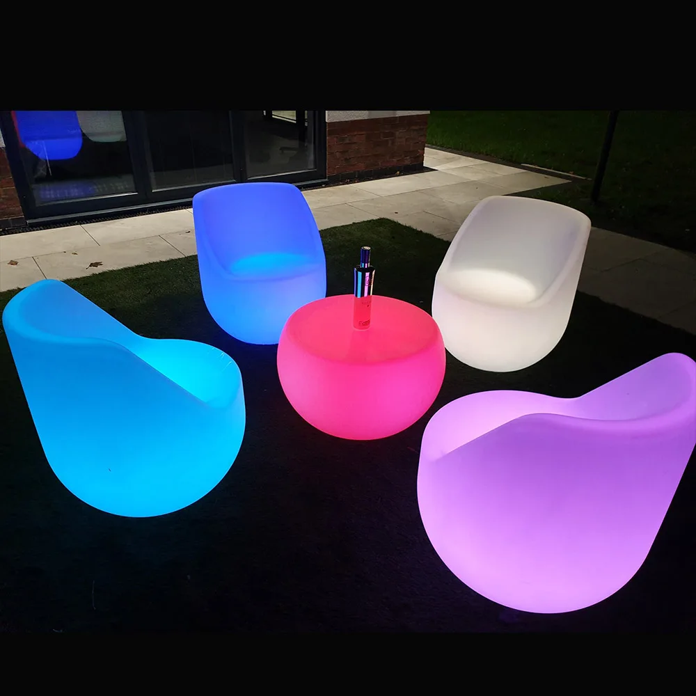 led chair outdoor furniture garden patio illuminated glowing high top led cocktail bar table chair sofa set plastic furniture