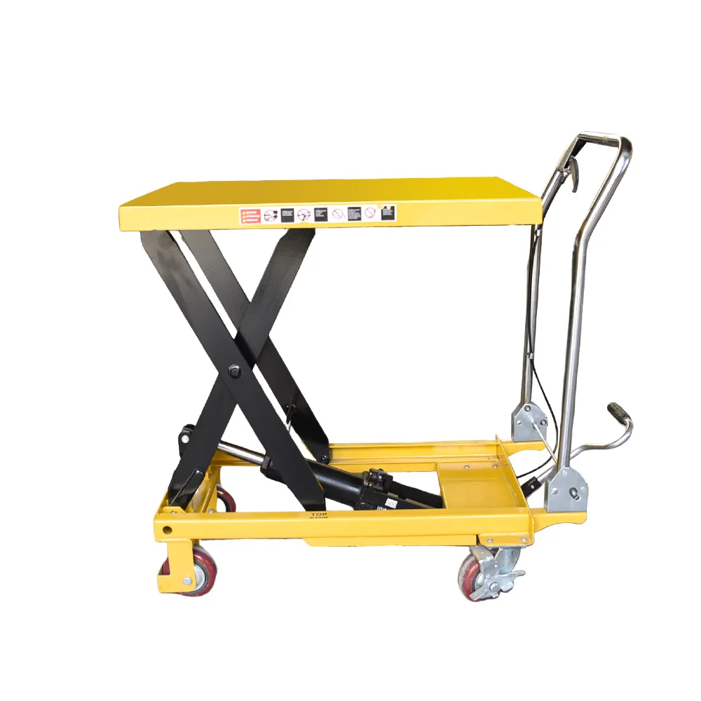 Small Simple Hydraulic Lifting Platform Car Shear Fork Foot Lift Warehouse Moving Loading and Unloading Carts
