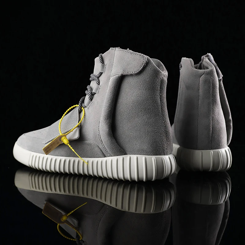 New Design Genuine Leather Sport Shoes Pure Color Fashion Custom High Top Sneakers For Men With Big Discount
