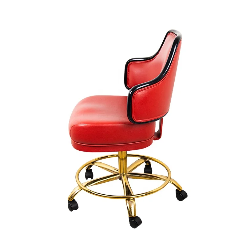 YH New Arrival Lucky Red Luxury Metal Gambling Poker Bar Player Chair Rotate 360 Degrees Casino Slot Machines Chairs