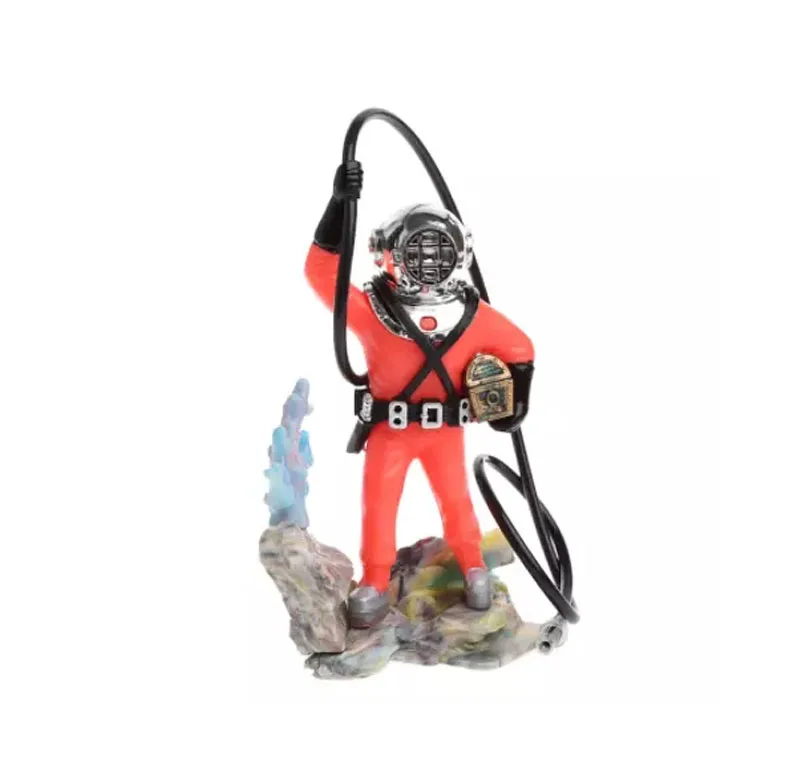 Aquarium Decor Hunter Treasure Figure Action Fish Diver Tank Ornament Aquarium Realistic Design Landscape Cave Aquarium Decor