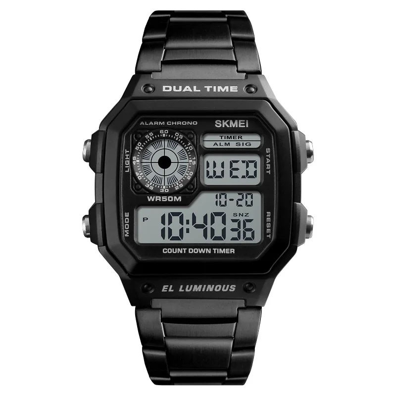 1335 skmei watch качества по времени предложение; Ремешок из нержавеющей стали для женщин браслет reloj de lujo мужчин Спорт цифровые часы