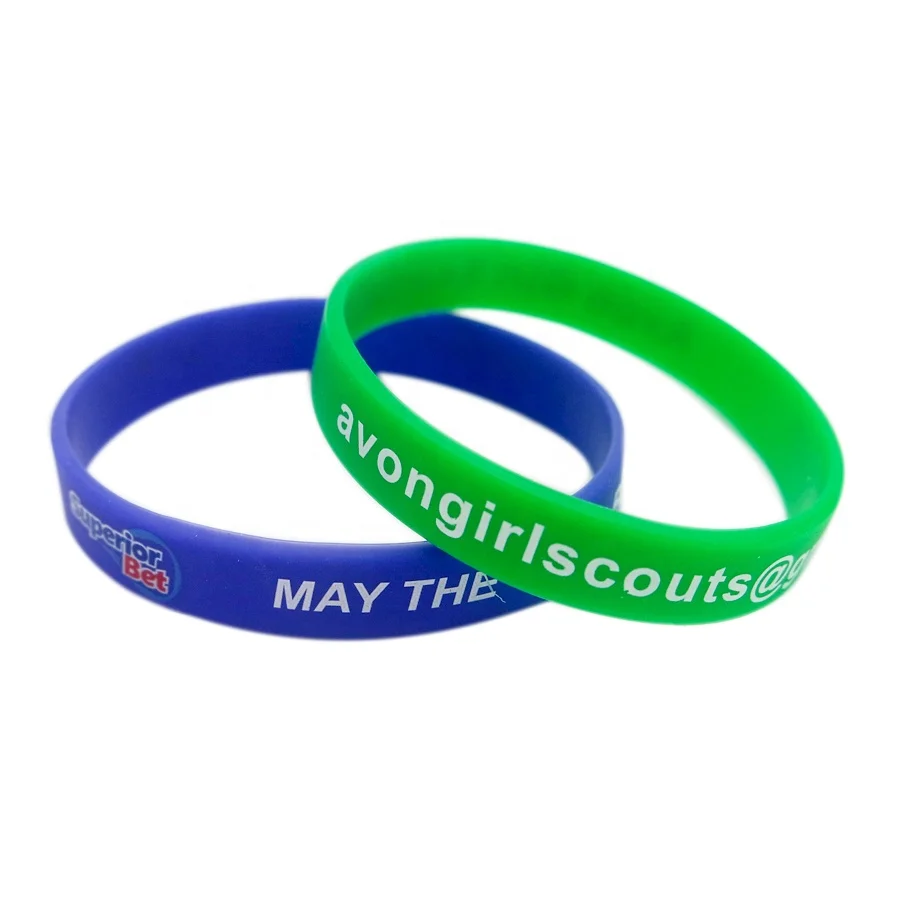 Custom made screen printed silicone rubber bands wristband