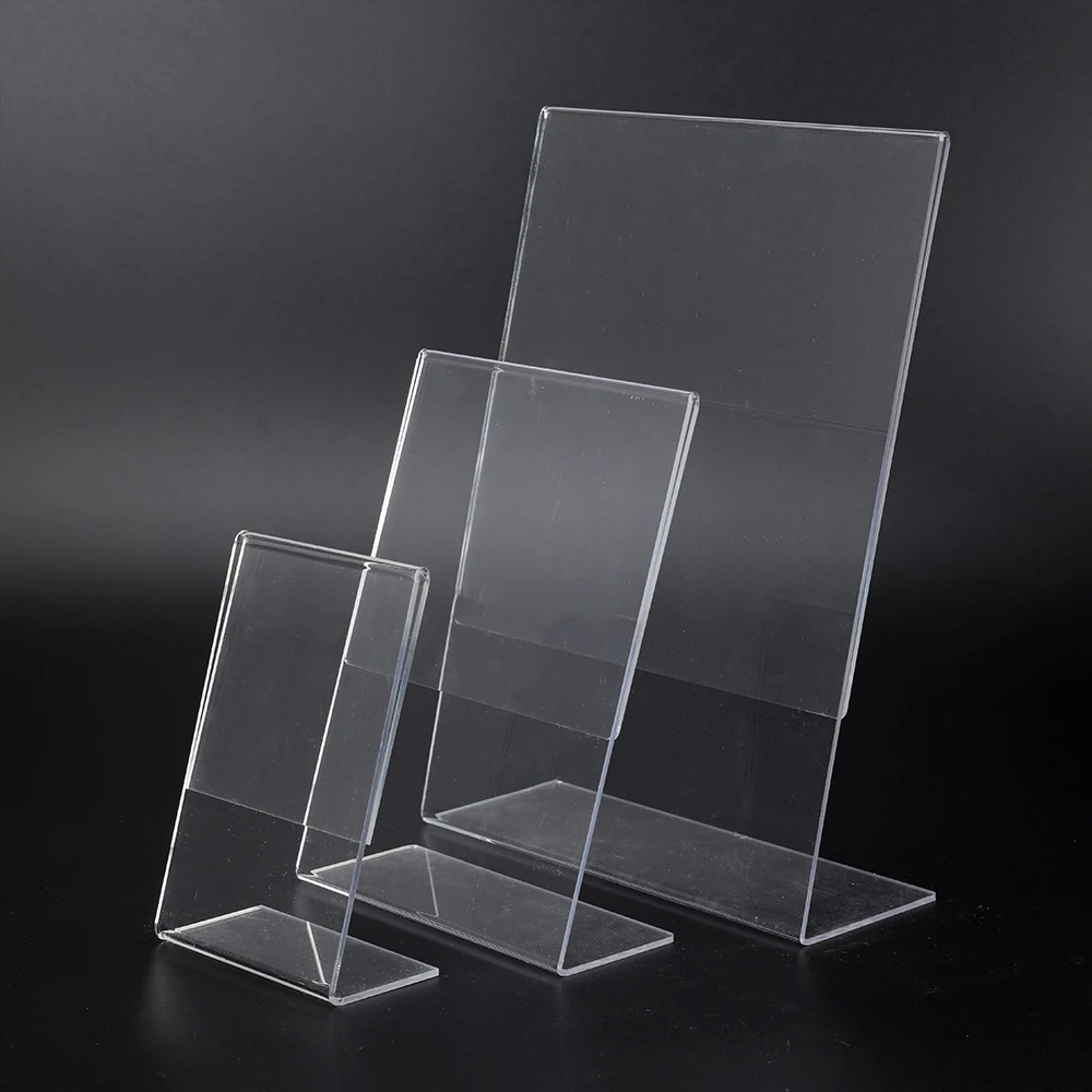 Custom Wholesale L Shape Acrylic Table Menu Sign Holder Clear Acrylic Display Stand Sign Holder Menu Holder