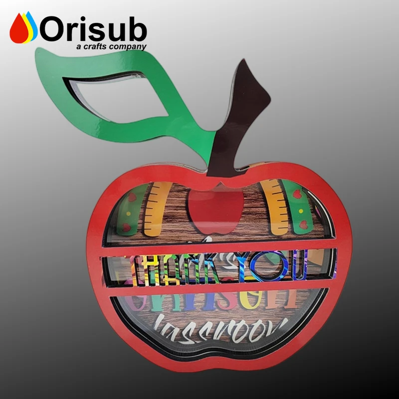 Gloss white wooden blank MDF sublimation apple shape gift box for custom printing