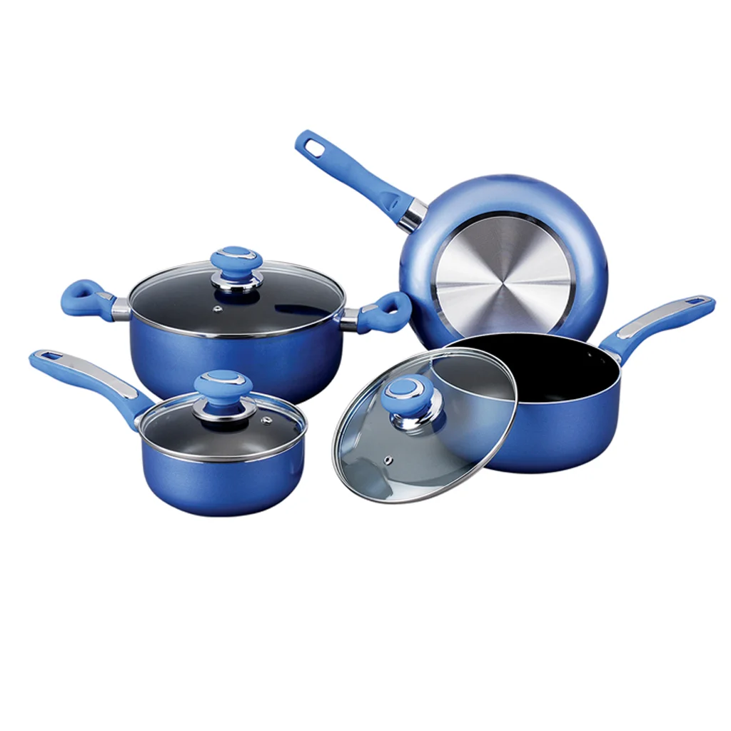 7pcs non stick aluminium cookware set/red powder