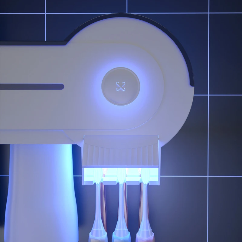Toothbrush Holder With UV Disinfection Plastic Toothpaste Dispenser