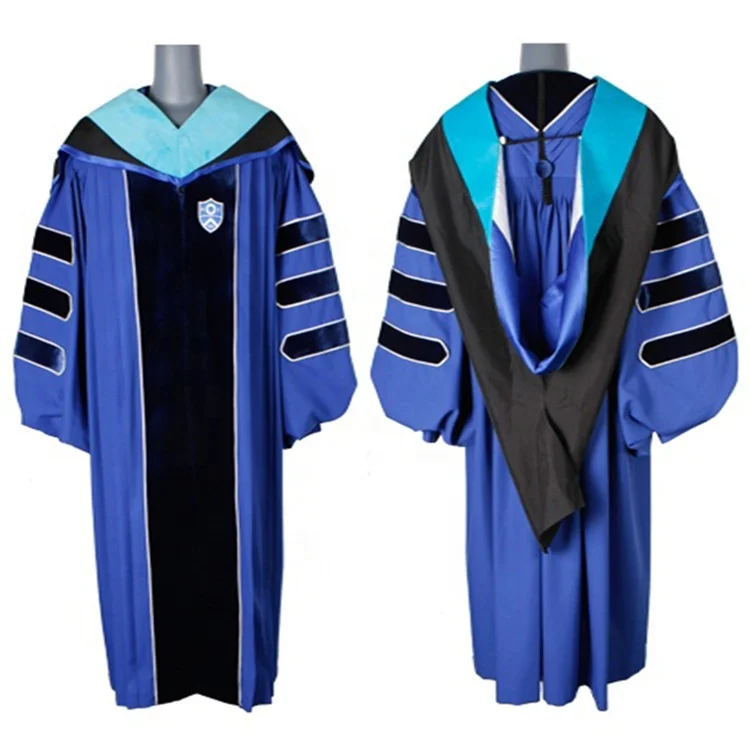 High Waist School Uniforms Wholesale Custom University Classical Black Graduation Gowns Academic Dress Bachelor Gown