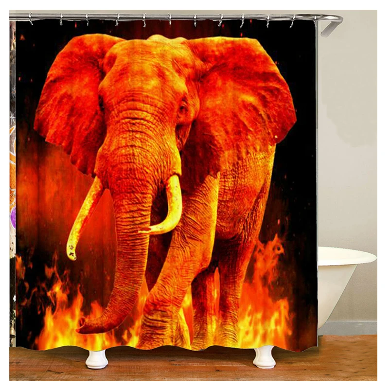 i@home home goods wholesale 100% polyester waterproof shower curtains bathtub animal 3d bathroom