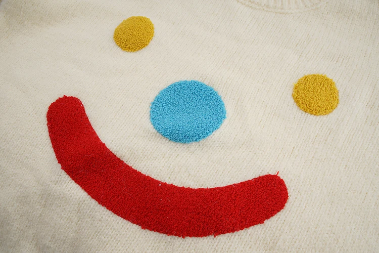 Autumn Winter Smile Face Cartoon Print Casual Cute Thick Sweaters For Women