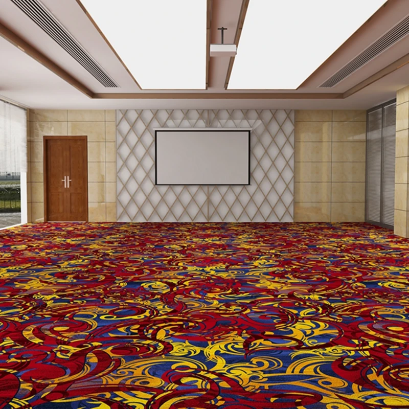 Luxury Red Flower Stain Resistant  80%Wool 20%Nylon Casino Game Room Carpet for Casino