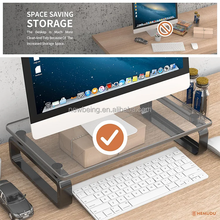 Computer Monitor Stand Riser Multi Media Desktop Stand for Flat Screen LCD LED TV Laptop/Notebook