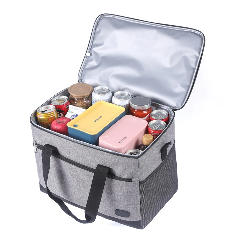 Insulation Grocery Bags Reusable Grocery Tote Foldable Soft Cooler Bag Hot Cold Takeout or Food Delivery Sturdy Zipper Upright