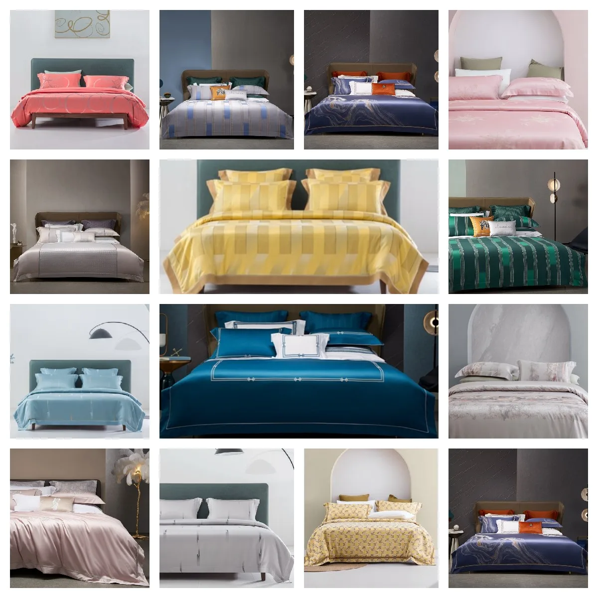 Aimaylai Luxury Soft 100% Cotton100s Home Hotel 4 Piece Bed Sheets Set Solid Color Custom Design Comforter Bedsheet Bedding Set