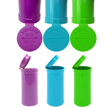 5/13/19/30/60/90DR Pop top vials hinged lid container easy squeeze side vials bottles jar flip hinged up bottle for pill