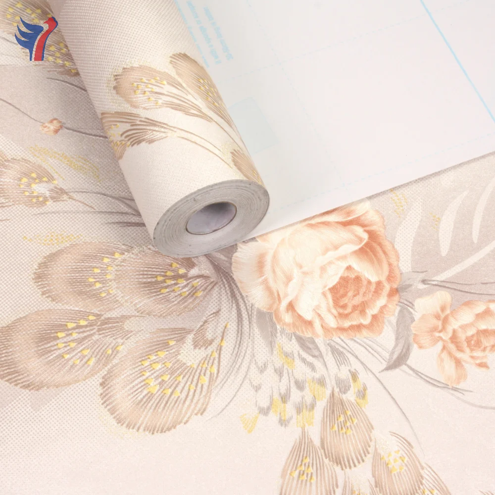 Jinyi Y61101Thick Vinyl Embossed Gapless Vinyl Sticker Stick and Peel Beautiful Wall Paper Rolls Wallpaper