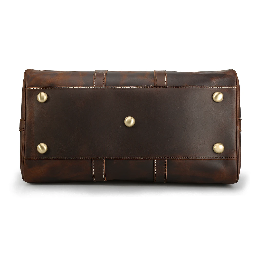 Custom Logo Material Large Capacity Men 100% Full Grain Leather Holdall Weekender Luxury Leather Travel Duffel Bag for  Outdoor