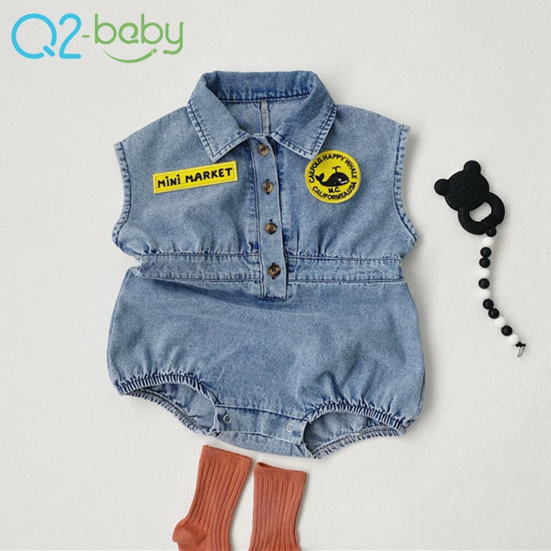 
Summer jumpsuit baby infants trendy wild tooling casual sleeveless baby denim jumpsuit romper baby 3600 