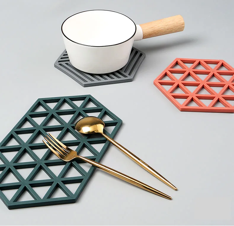 Tabletex 2020 New design new material environmental TPR rubber hot pot mat and coasters hexagon cup mat decoration mat