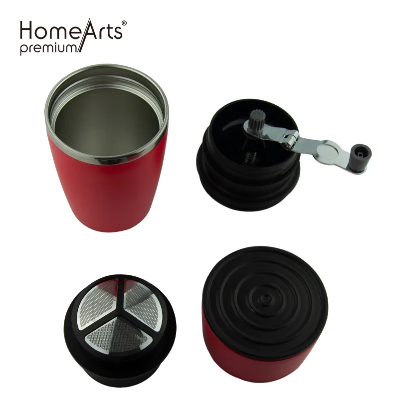 High Quality Stock Stainless Steel 304 Ceramic Burr Collapsible Handle Manual Hand Coffee Mill Grinder