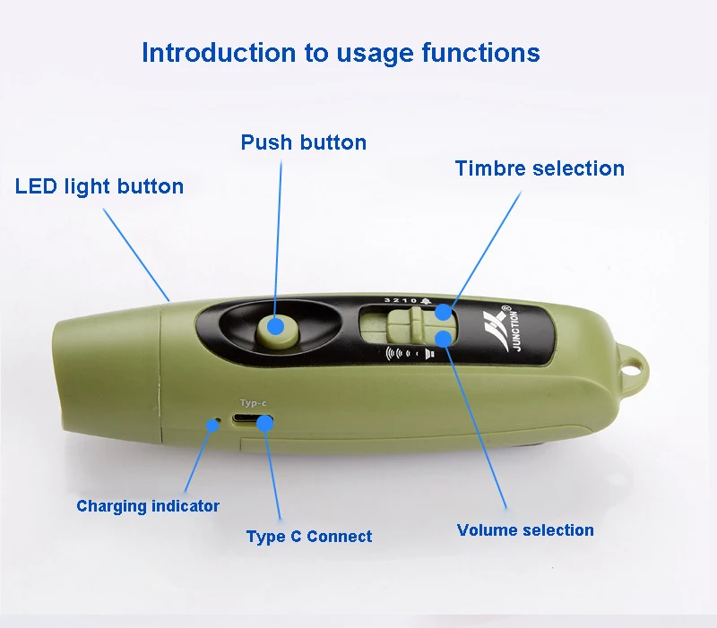 Three voice USB rechargeable electronic whistle sports referee coaches whistle Pet pigeon training electronic whistle with light