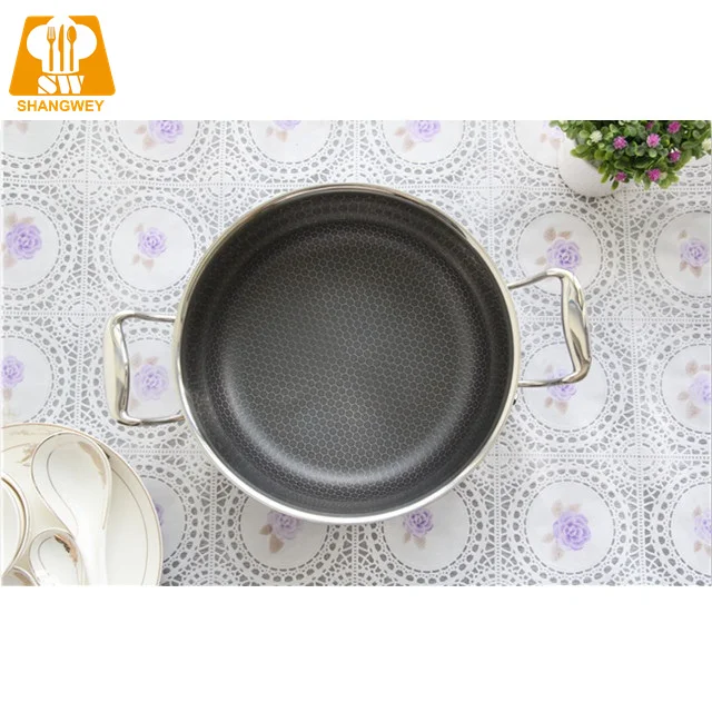 Commercial Triply Stainless Steel Nonstick Cookware 28*9cm Soup Pots Cooking Stock Pots