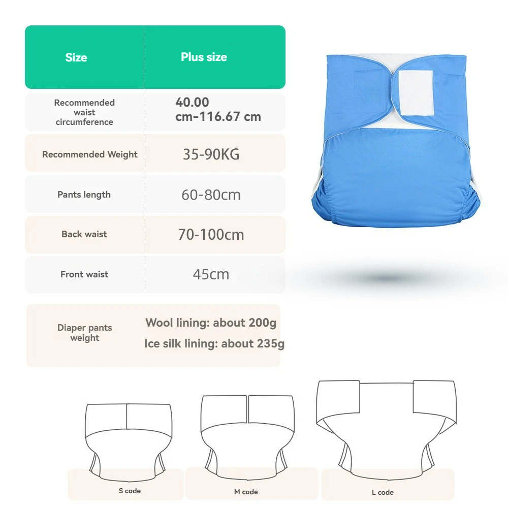 2Pcs Adult Diaper Diaper For The Elderly Incontinence Washable Underwear Leak Proof Reusable Adult Diaper For 35-90Kgs People