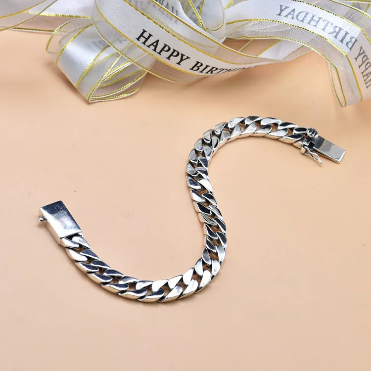 G2427 Wholesale pulsera de plata Hip Hop 6MM 7MM 8MM Chain Link 925 Sterling Silver Cuban Bracelet Fine Jewelry Bracelets
