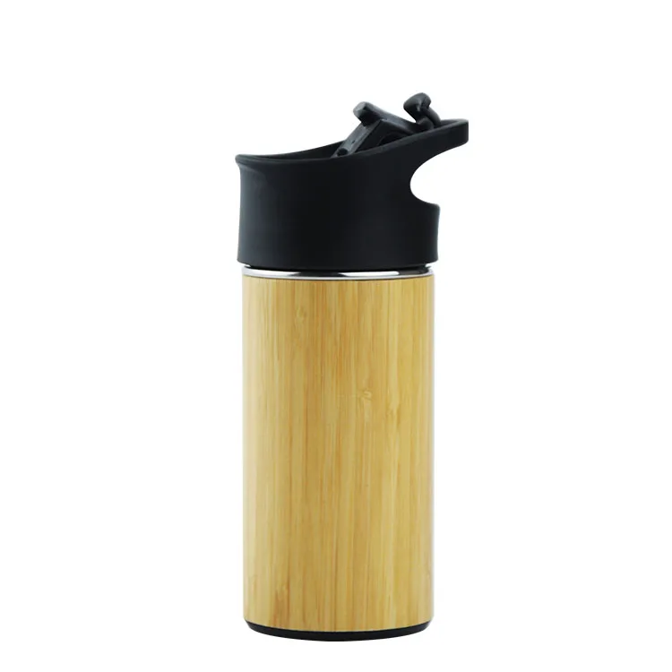 MIKENDA Customized Food Grade Water Bottle 304 Stainless Steel Eco Bamboo Bottle Thermos