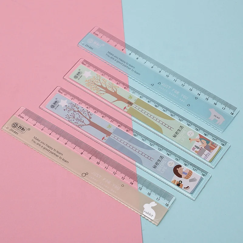 Прямая линейка Kawaii 18 см мультяшная для школьников рисования математическая геометрия канцелярская студентов