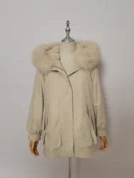 2021 winter new real fur coat jacket women fox fur hood trim warm  rabbit fur liner coat women parkas coat