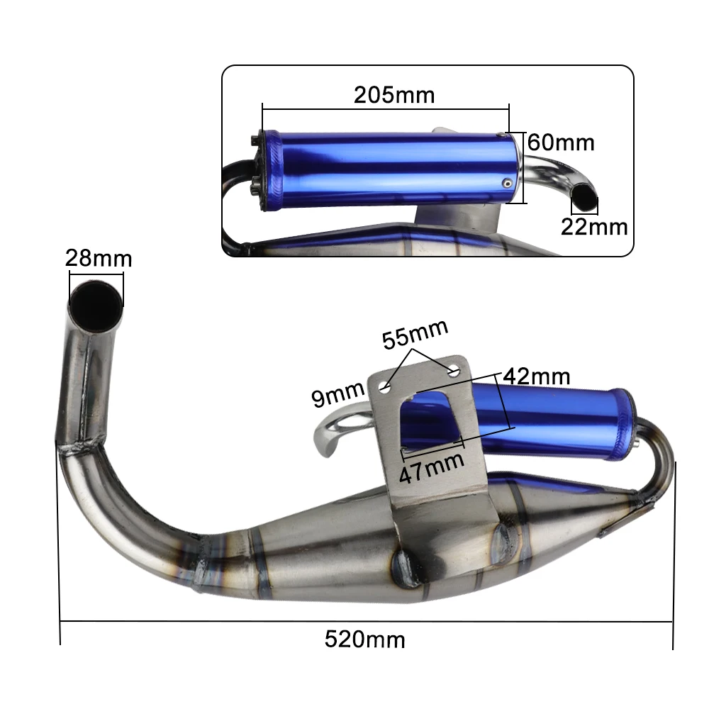 V8 Motorcycle Exhaust System For Honda DIO50/AF24/AF27/AF28/AF30/ DIO AF18 Exhaust Pipe 50cc Scooter Racing Exhaust