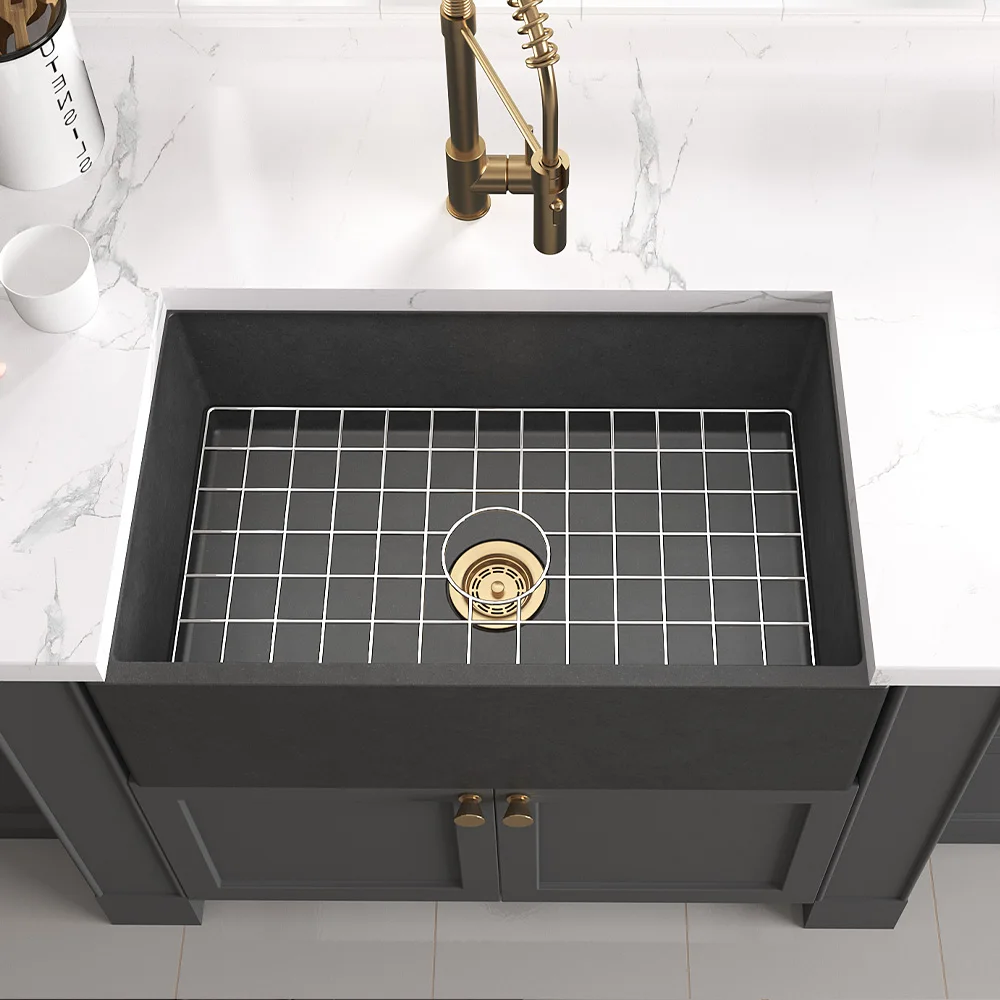 Wholesale CUPC Rectangular Matte Cement Single Bowl Farmhouse Sink Apron Front Workstation Concrete Kitchen Sink